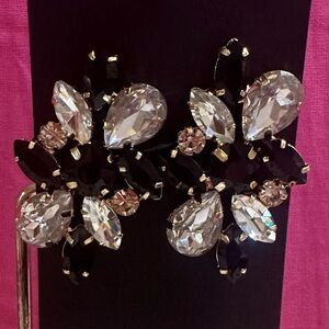 Black and Clear Rhinestone Earrings